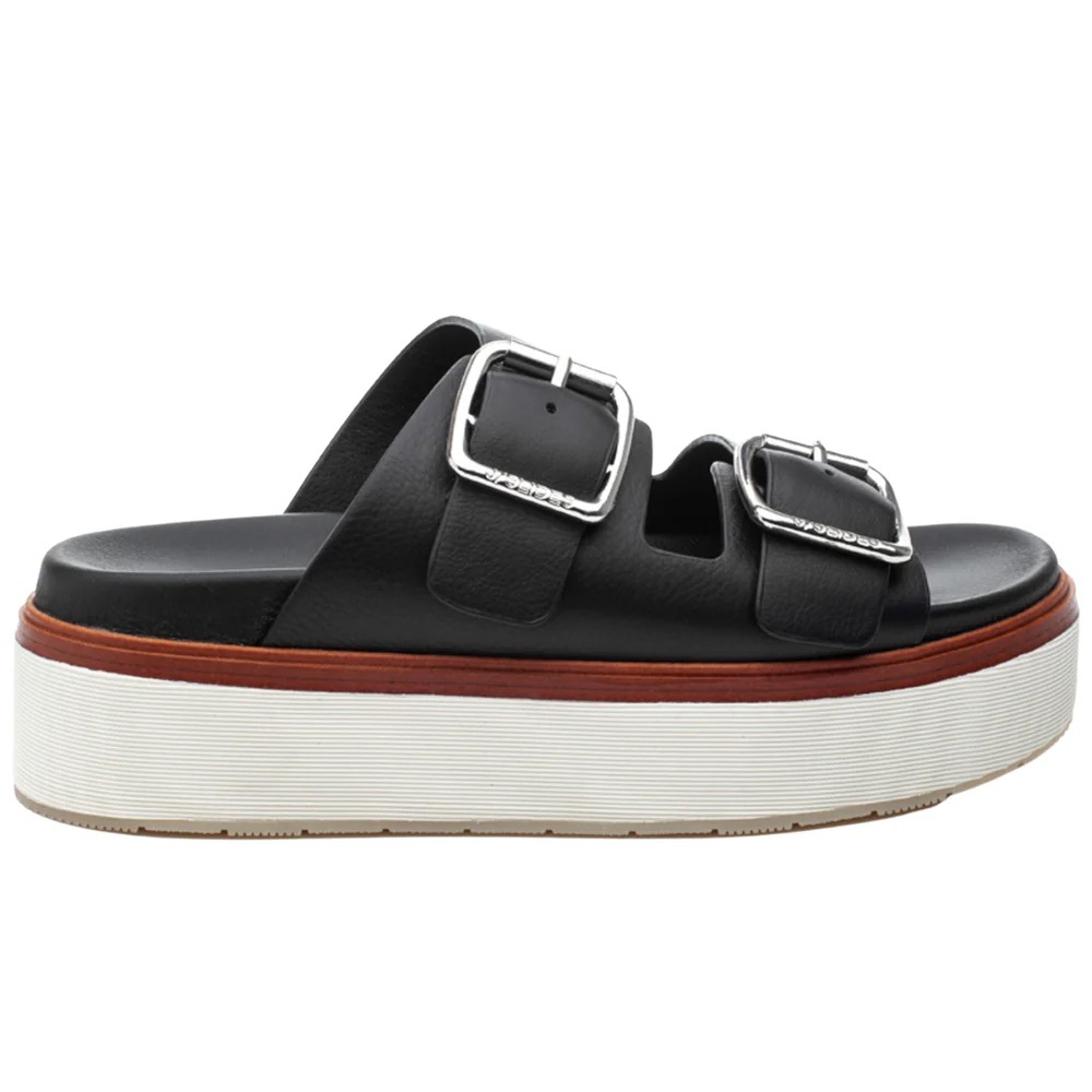 J/Slides Bowie Black Leather Women’s Slip-On Sandals Size 8.5 Comfort